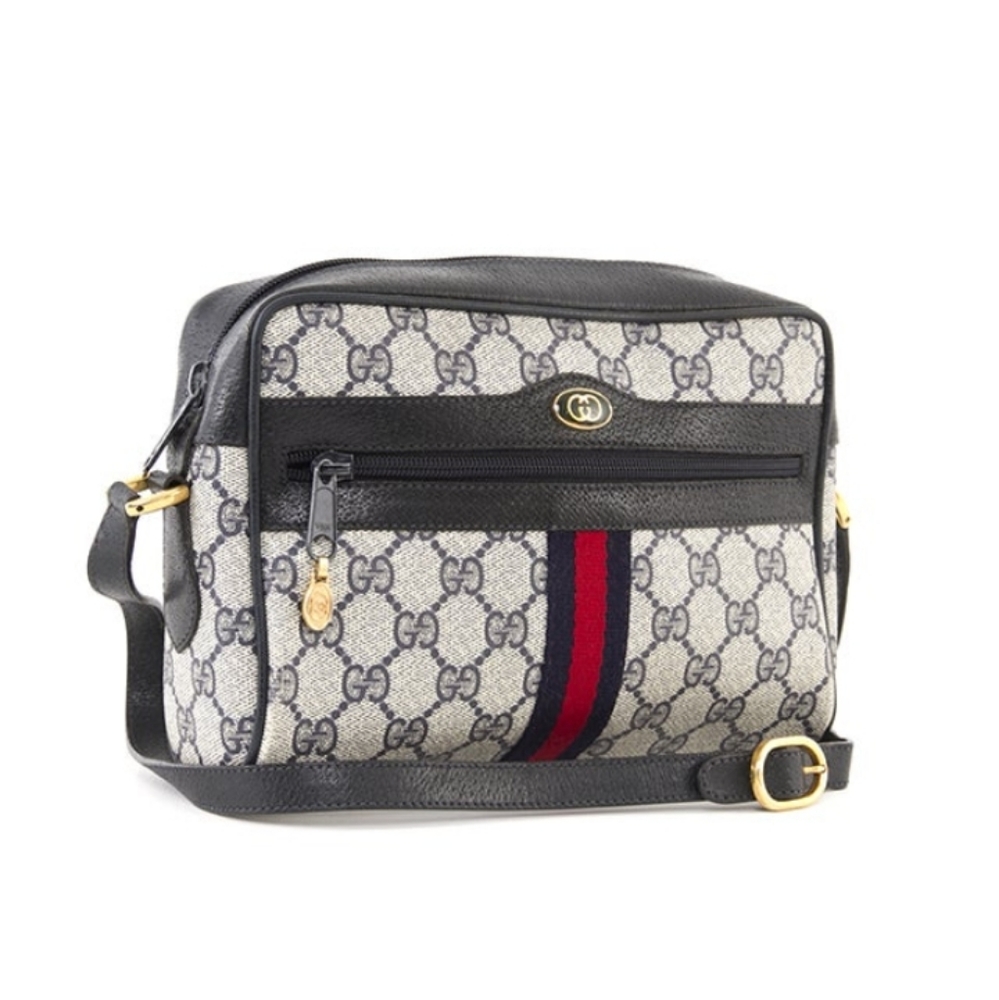 GUCCI Vintage Monogram GG Blue Red Stripe Crossbody Bag - Picture 5 of 10